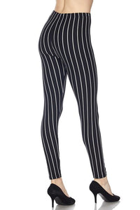 Black/White Pinstripe Print Leggings