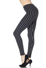 Black/White Pinstripe Print Leggings