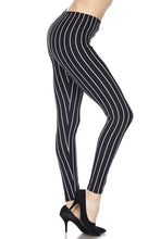 Black/White Pinstripe Print Leggings